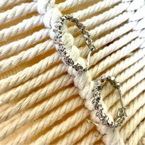 Macy's Sterling Silver Diamond Chip Earrings Loop Earrings